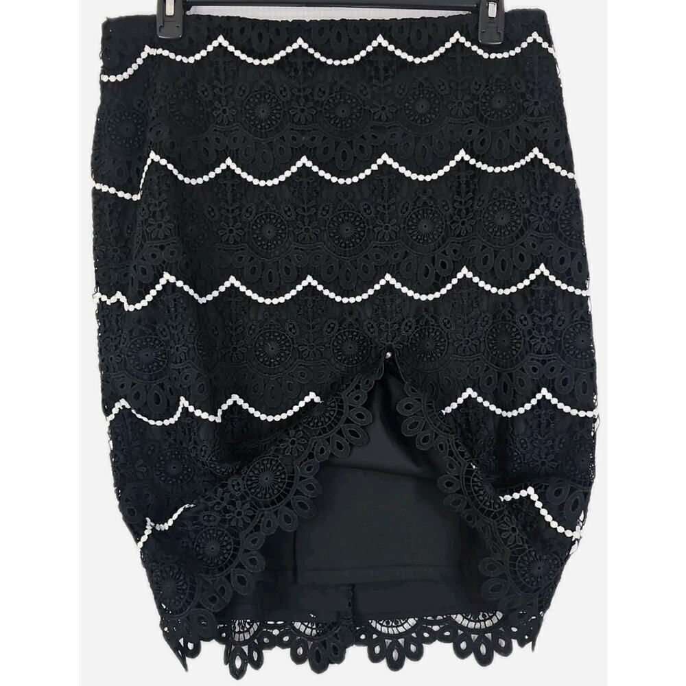 Talbots ~Woman Size 14~ Black Crocheted Lace A-Line Skirt Fully Lined NWOT. - Picture 5 of 12